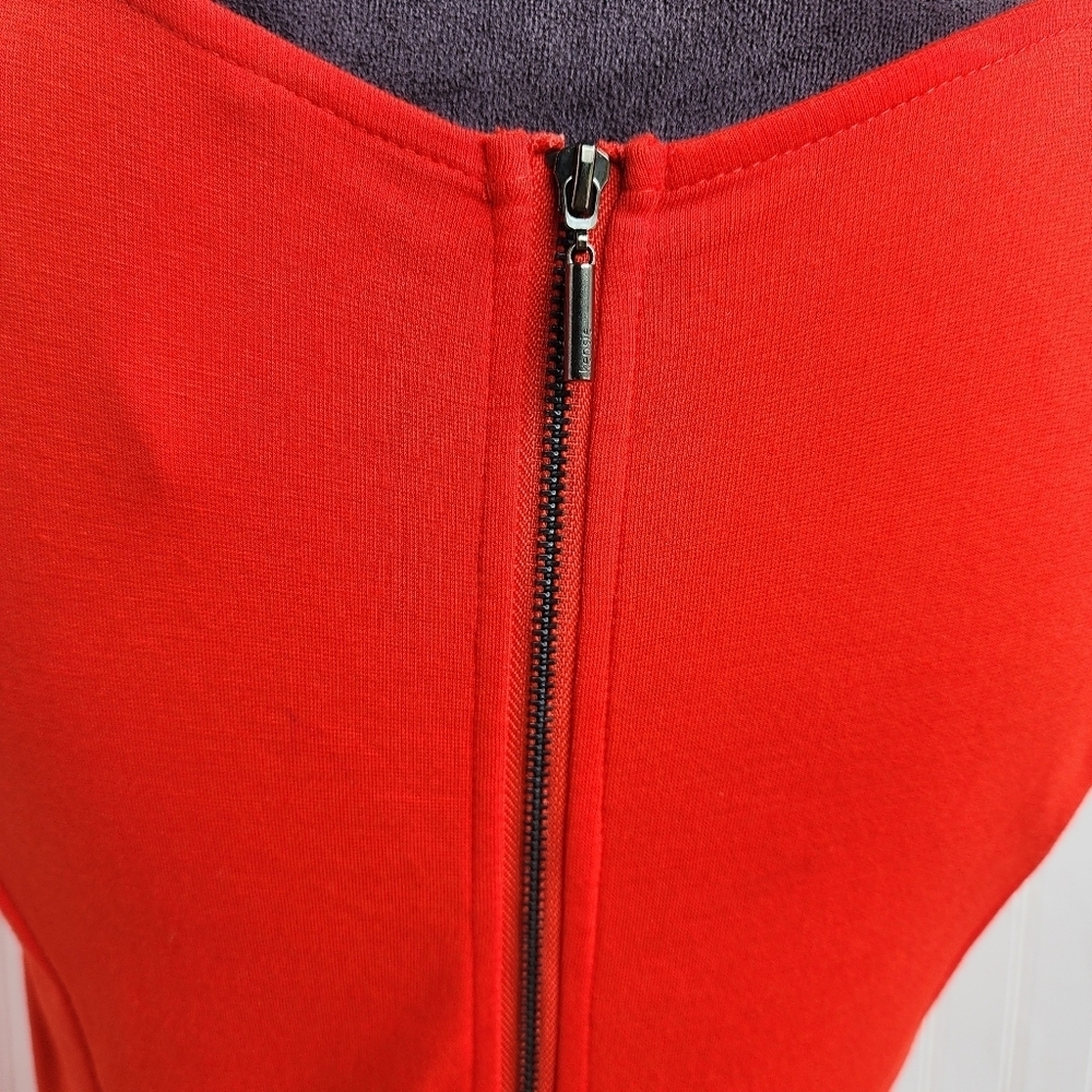 Kensie Womens Red Black Fit And Flare Dress Sleeveless Stretch Zip Back Sz M - Picture 4 of 15